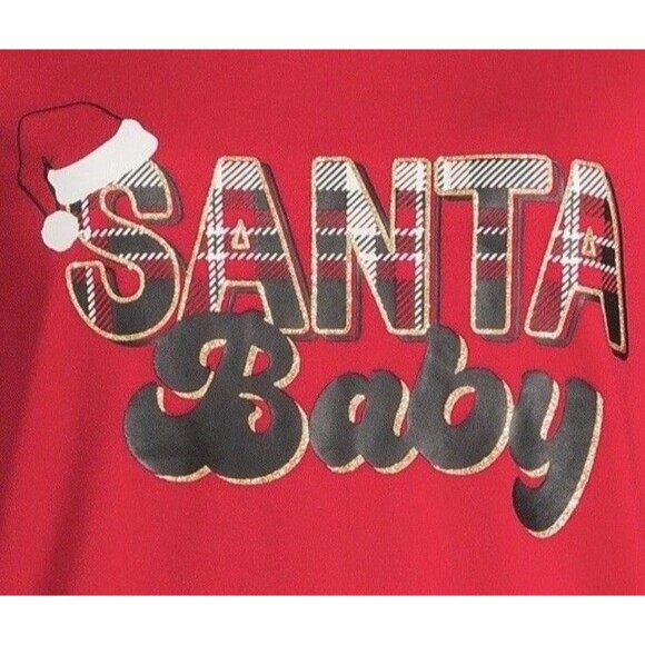 Santa Baby Plaid Christmas Pajama Set Womens Size XL Red Sleepwear Holiday Cozy - Picture 2 of 2